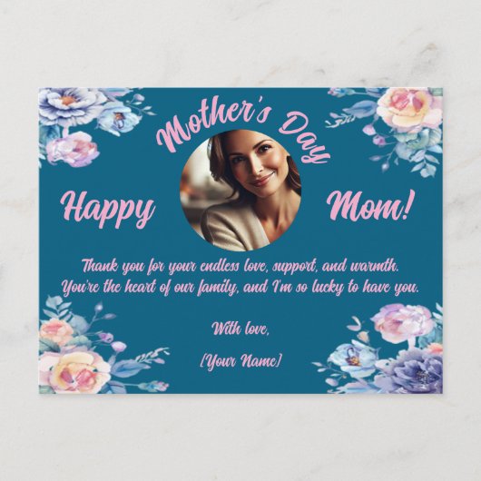 Foto Muttertag Wasserfarben Feiertagspostkarte (Vorderseite)
