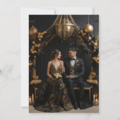 Foto Mystical Black Gold Celestial Galaxy Hochzeit Einladung (Rückseite)