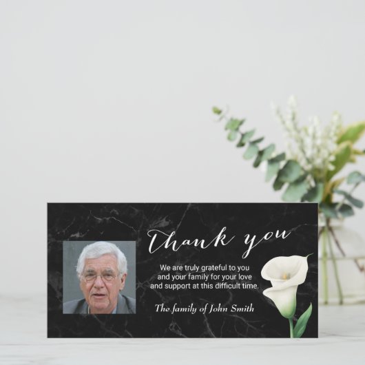 Foto nach der Beerdigung Floral Memorial Vielen Da Dankeskarte (Stehend Vorderseite)