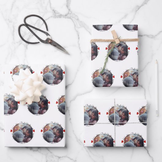 Foto-Nachrichtenvalentine Geschenkpapier Set (Vorderseite)