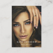 Foto Nail Artist Salon QR Code Social Media Black Visitenkarte (Vorderseite)