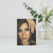 Foto Nail Artist Salon QR Code Social Media Black Visitenkarte (Stehend Vorderseite)