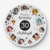 Foto Name 30. Geburtstag Pappteller (Vorderseite)