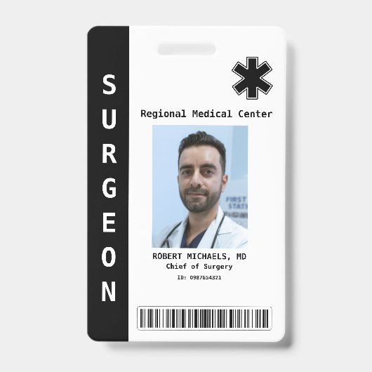 Foto, Name, Bar-Code, Logo-Abzeichen für benutzerd Ausweis (Vorderseite)