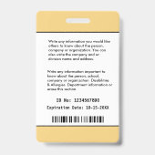 Foto Name Bar Code Logo-ID-Karte Abzeichen Ausweis (Rückseite)