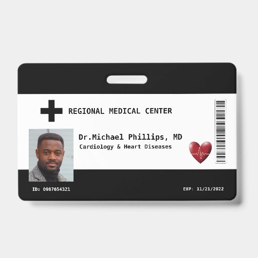 Foto, Name, Bar, Logo des Mitarbeiters Ausweis (Front)