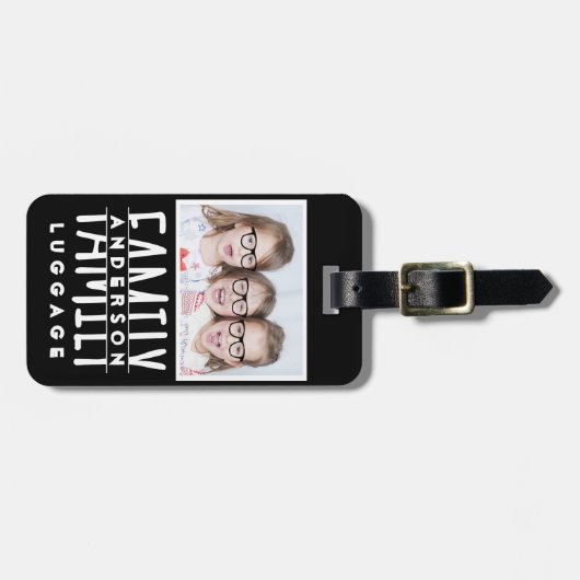 Foto | Name Benutzerdefinierte Vorlage Modernes Sc Gepäckanhänger (Vorderseite horizontal)