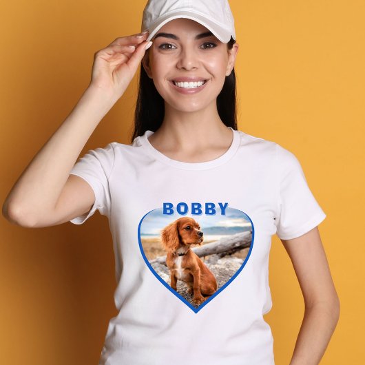Foto Name Blue Heart Dog Besitzer T - Shirt