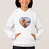 Foto Name Blue Heart Dog Girl Hoodie (Vorderseite)
