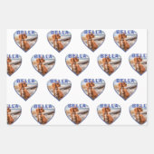 Foto Name Blue Heart Pet Geschenkpapier Set (Vorderseite)