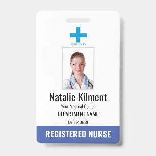 Foto Name des Krankenhauses Blau und Weiß Ausweis