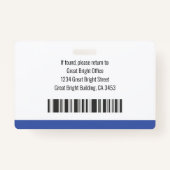 Foto Name des Krankenhauses Logo Blau Schwarz-weiß Ausweis (Rückseite)