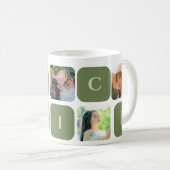 Foto Name des modernen Collage Green Pastel Kaffeetasse (VorderseiteRechts)