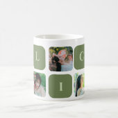 Foto Name des modernen Collage Green Pastel Kaffeetasse (Mittel)