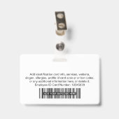 Foto Name des White Corporate Mitarbeiters Ausweis (Rückseite mit Clip)