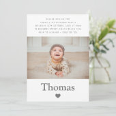 Foto Name Erstgeburtstag Herzstück Einladung (Stehend Vorderseite)