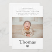 Foto Name Erstgeburtstag Herzstück Einladung (Vorne/Hinten)