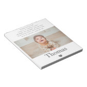 Foto Name Erstgeburtstag Herzstück Notizblock (angewinkelt)