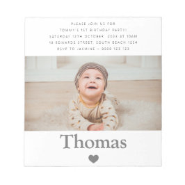 Foto Name Erstgeburtstag Herzstück Notizblock