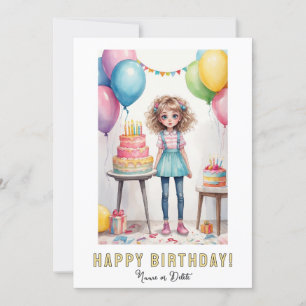 *FOTO NAME Geburtstagskarte Girl - Cakes Einladung