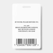 Foto Name ID der modernen Blue School Krankenschwe Ausweis (Back)