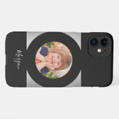 Foto/Name Ihres Kindes, schwarzer Circle Silver, S iPhone Hülle (Rückseite (Horizontal))