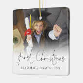 Foto Name Jahr erste Weihnachtsfeier als Absolvent Keramikornament (Links)