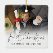 Foto Name Jahr erste Weihnachtsfeier als Absolvent Keramikornament (Rückseite)