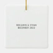 Foto Name Jahr Erste Weihnachtsfeier Groß-Cerami Keramikornament (Rückseite)