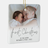 Foto Name Jahr Erste Weihnachtsfeier Große Schwest Keramikornament (Rechts)