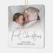 Foto Name Jahr Erste Weihnachtsfeier Große Schwest Keramikornament (Links)