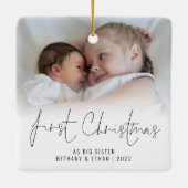 Foto Name Jahr Erste Weihnachtsfeier Große Schwest Keramikornament (Rückseite)