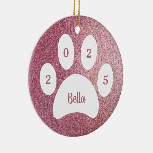 Foto Name Jahr Weiße Farbe Rose Gold Keramik Ornament (Rechts)