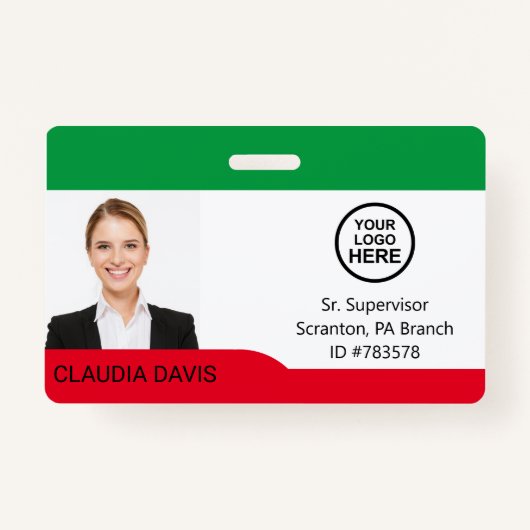 Foto, Name, Logo, Abzeichen Ausweis (Vorderseite)