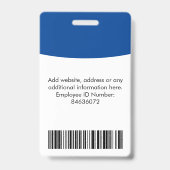 Foto, Name, Logo, Bar-Code-Abzeichen für benutzerd Ausweis (Back)