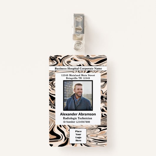 Foto Name Logo Bar Code Benutzerdefiniertes Abzeic Ausweis (Vorderseite mit Klammer)