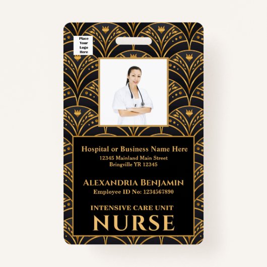 Foto Name Logo-Bar-Code-Krankenhaus Ausweis (Vorderseite)