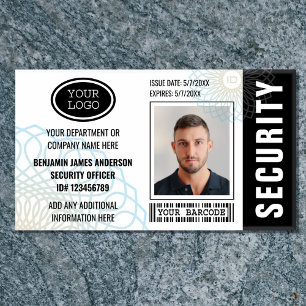 Foto-Name-Logo des Security Guards - Schwarzes Tag Namenschild