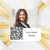 Foto Name Markenfarbe QR Code Geschäft Quadratischer Aufkleber