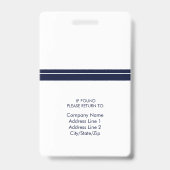 Foto Name Mitarbeiter-ID-Abzeichen | Navy White Ausweis (Rückseite)