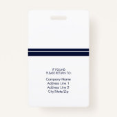 Foto Name Mitarbeiter-ID-Abzeichen | Navy White Ausweis (Rückseite)
