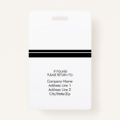 Foto Name Mitarbeiter-ID-Abzeichen | SCHWARZ-WEISS Ausweis (Rückseite)