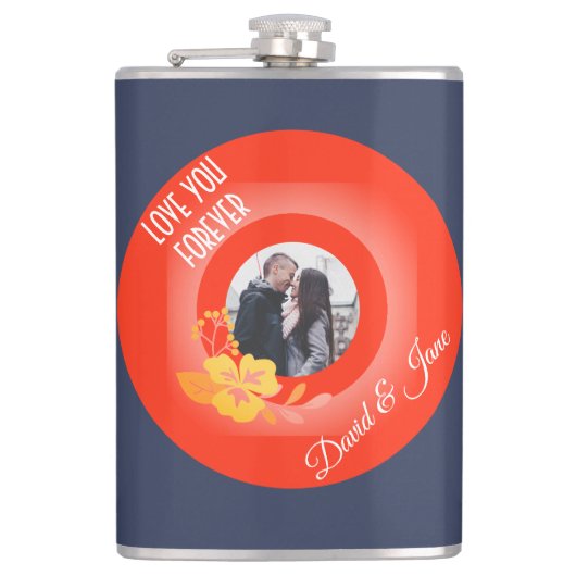 Foto Name Modern Romance Sweet Valentinstag Flachmann (Vorderseite)