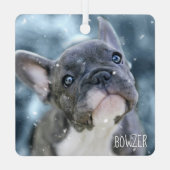 Foto + Name 🐶🐱 Personalisiert Bester Hund oder W Ornament Aus Metall (Rückseite)