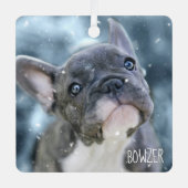 Foto + Name 🐶🐱 Personalisiert Bester Hund oder W Ornament Aus Metall (Vorderseite)