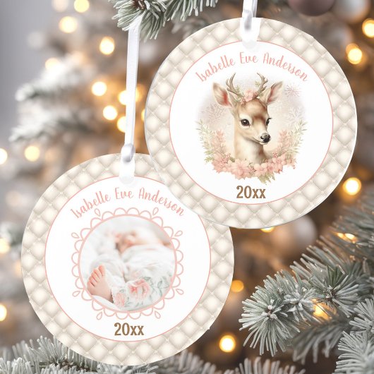 Foto Name Text Baby Girl Erste Weihnachtsakrylus Ornament