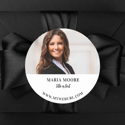 Foto Name Text Kontaktinformationen Markenfarbe Runder Aufkleber