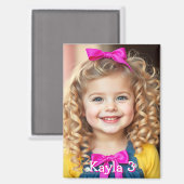 Foto, Name und Alter des personalisierten Kindes Magnet (Vorderseite/Rückseite)