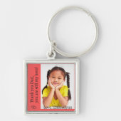 Foto, Name und Text in schwarz auf rot Schlüsselanhänger (Vorne)