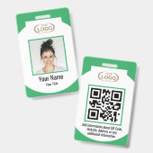 Foto Name Unternehmen Logo QR-Code Grün Ausweis (Vorder- & Rückseite)